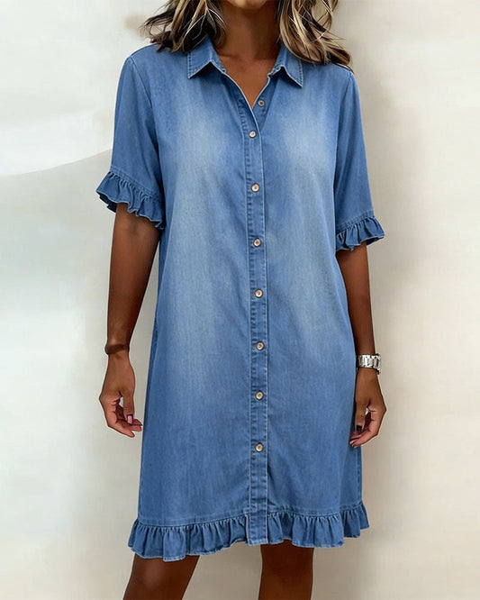 Mia | Cómodo vestido vaquero con un favorecedor fruncido