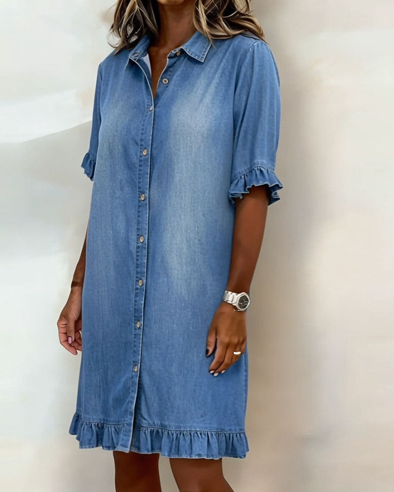 Mia | Cómodo vestido vaquero con un favorecedor fruncido